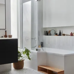 Baignoire Droite|Jacob Delafon Pack baignoire bain douche 180 x 90 Neo version gauche + pare bain chromé + tablier de baignoire en angle