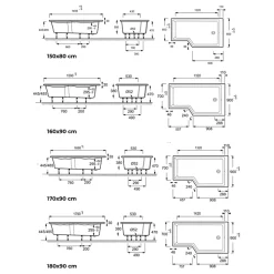Baignoire Droite|Jacob Delafon Pack baignoire bain douche 170 x 90 Neo version droite + tablier de baignoire en angle