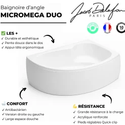 Baignoire Droite|Jacob Delafon Pack baignoire d'angle 150 x 100 cm Micromega Duo version droite + tablier de baignoire