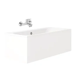 Baignoire Droite|Jacob Delafon Pack baignoire droite 180 x 80 Elise + mitigeur bain douche chromé + vidage
