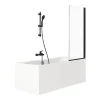 Jacob Delafon Pack baignoire droite 180 x 80 Elise + pack pommeau et mitigeur bain douche noir mat + pare bain noir mat + vidage