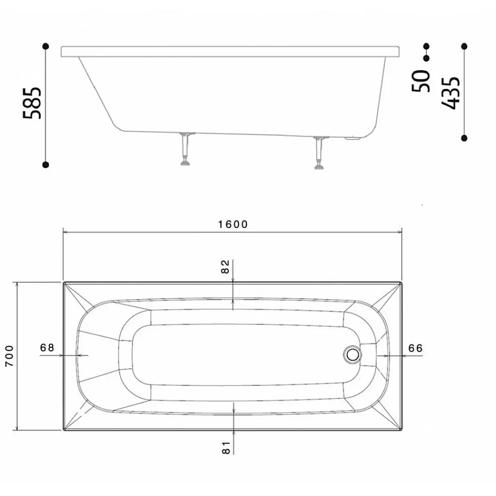 Baignoire Droite|Sanitaire Pack Baignoire POP 160x70 avec tablier façade et retour