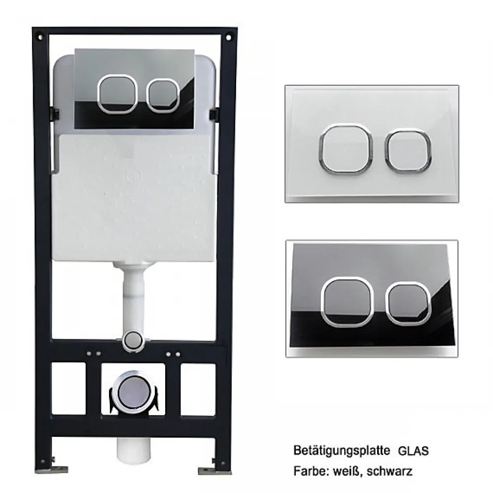 Bernstein Pack Bâti-support + Toilettes Japonais céramique, WC lavant + télécommande - 38,4x59,3x38cm - PRO+ 1102 - Plaque verre blanc