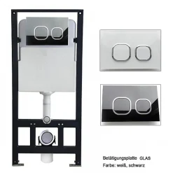 Wc Japonais|Bernstein Pack Bâti-support + Toilettes Japonais céramique, WC lavant + télécommande - 38,4x59,3x38cm - PRO+ 1102- Plaque verre noir