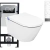 Wc Japonais|Bernstein Pack Bâti-support + Toilettes Japonais céramique, WC lavant + télécommande - 38,4x59,3x38cm - PRO+ 1102 - Plaque 4111 noir mat