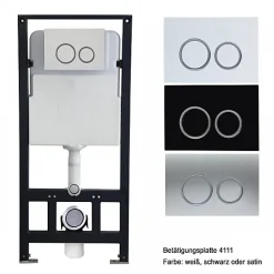 Wc Japonais|Bernstein Pack Bâti-support + Toilettes Japonais céramique, WC lavant + télécommande - 38,4x59,3x38cm - PRO+ 1102 - Plaque 4111 noir mat