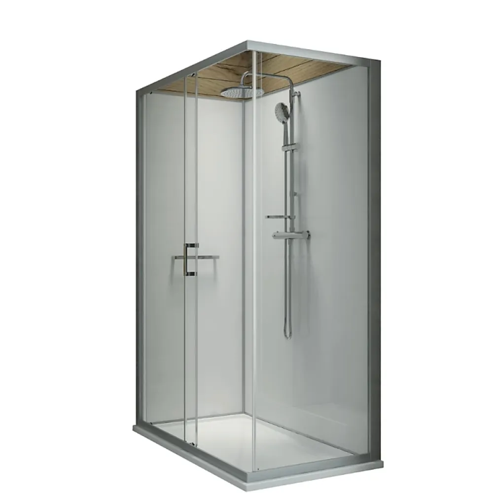 Leda Pack cabine de douche 120 x 90 cm Karamineral 2 porte coulissante + receveur de douche antidérapant