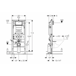 Geberit Pack complet WC UP320 + Cuvette ONE TurboFlush + Plaque Chromé Brillant