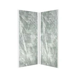 Galedo Pack de 2 panneaux muraux de salle de bains, vert effet pierre avec profilés chromés, l.90+90 x H.210 x P.0,3 cm, Homestone