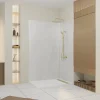 Panneau Mural De Salle De Bains|Galedo Pack de 2 panneaux muraux de salle de bains, blanc effet pierre avec profilés dorés, l.120+90 x H.210 x P.0,3 cm, Homestone