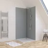 Galedo Pack de 2 panneaux muraux de salle de bains, gris avec profilés noirs, l.90+90 x H.210 x P.0,3 cm, Alucolors