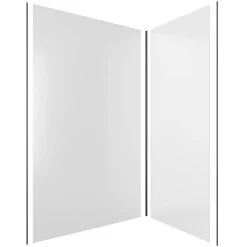 Panneau Mural De Salle De Bains|Galedo Pack de 2 panneaux muraux de salle de bains, blanc avec profilés noirs, l.120+90 x H.210 x P.0,3 cm, Alucolors