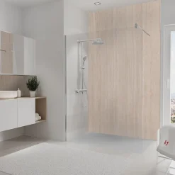 Panneau Mural De Salle De Bains|Schulte Pack de 2 panneaux muraux de salle de bains l.100 x H.210 cm, effet travertin romain , DécoDesign Décor