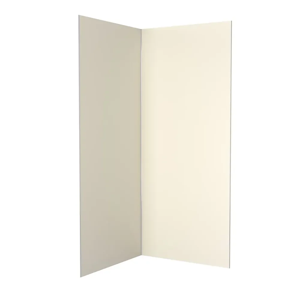 Galedo Pack de 2 panneaux muraux de salle de bains, ivoire avec profilés chromés, l.90+90 x H.210 x P.0,3 cm, Alucolors