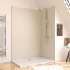 Galedo Pack de 2 panneaux muraux de salle de bains, ivoire avec profilés chromés, l.120+90 x H.210 x P.0,3 cm, Alucolors
