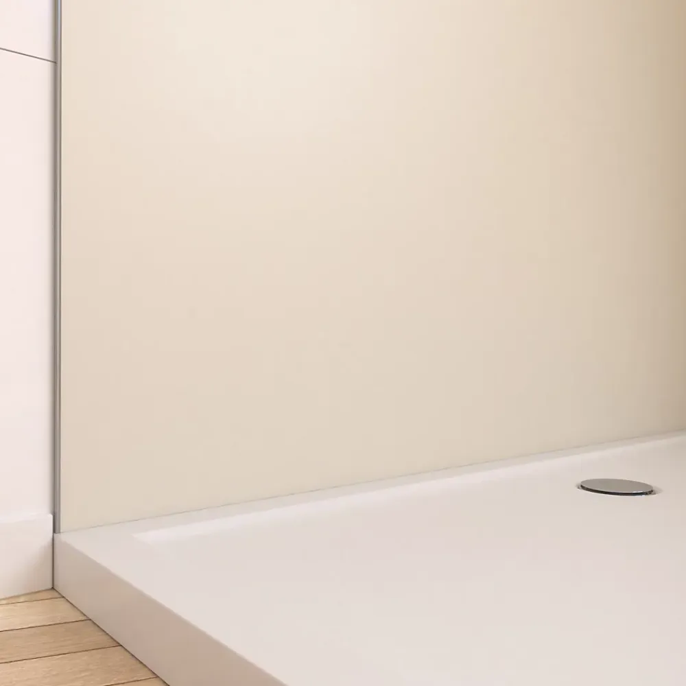 Galedo Pack de 2 panneaux muraux de salle de bains, ivoire avec profilés chromés, l.120+90 x H.210 x P.0,3 cm, Alucolors