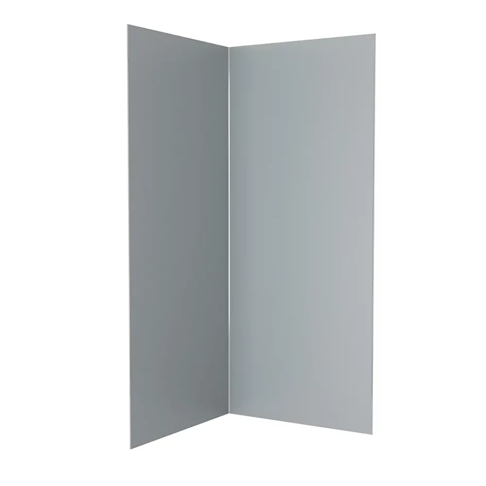 Panneau Mural De Salle De Bains|Galedo Pack de 2 panneaux muraux de salle de bains, gris avec profilés chromes, l.90+90 x H.210 x P.0,3 cm, Alucolors