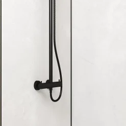 Panneau Mural De Salle De Bains|Galedo Pack de 2 panneaux muraux de salle de bains, blanc effet pierre avec profilés noirs, l.120+90 x H.210 x P.0,3 cm, Homestone