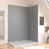 Panneau Mural De Salle De Bains|Galedo Pack de 2 panneaux muraux de salle de bains, gris avec profilés chromés, l.120+90 x H.210 x P.0,3 cm, Alucolors