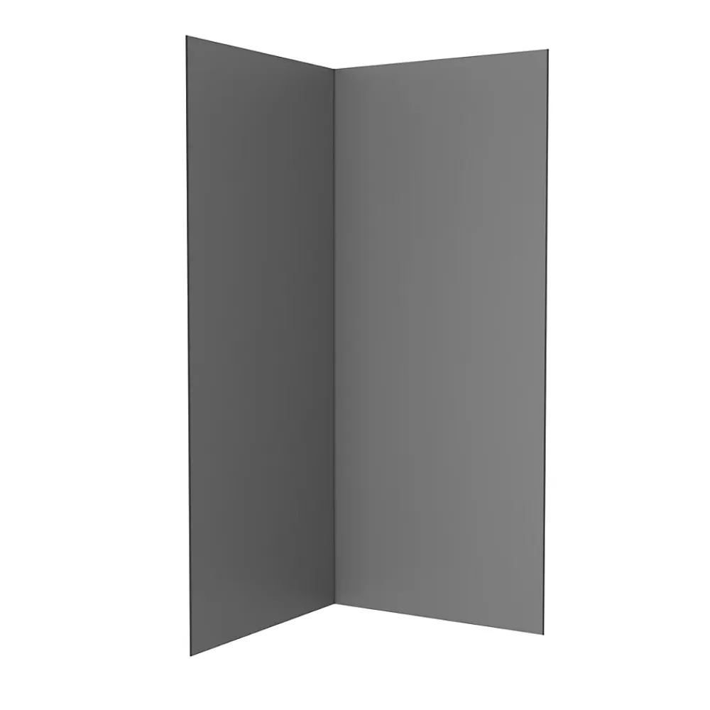Panneau Mural De Salle De Bains|Galedo Pack de 2 panneaux muraux de salle de bains, gris foncé avec profilés noirs, l.90+90 x H.210 x P.0,3 cm, Alucolors