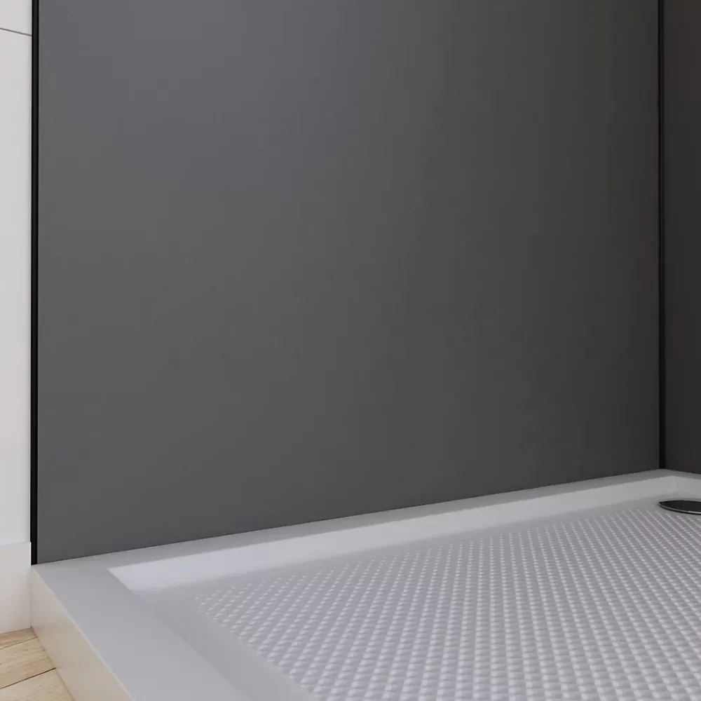 Panneau Mural De Salle De Bains|Galedo Pack de 2 panneaux muraux de salle de bains, gris foncé avec profilés noirs, l.90+90 x H.210 x P.0,3 cm, Alucolors