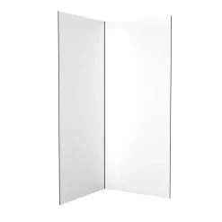Panneau Mural De Salle De Bains|Galedo Pack de 2 panneaux muraux de salle de bains, blanc avec profilés noirs, l.90+90 x H.210 x P.0,3 cm, Alucolors