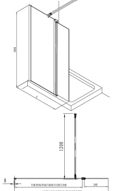 Receveur De Douche|Swiss Aqua Technologies Pack Douche Complet : Paroi Walk-In 120x200 Chrome + Colonne SAT 3 Jets + Receveur Marbre Coulé Blanc 120x90 (SAT120C7PR129W)