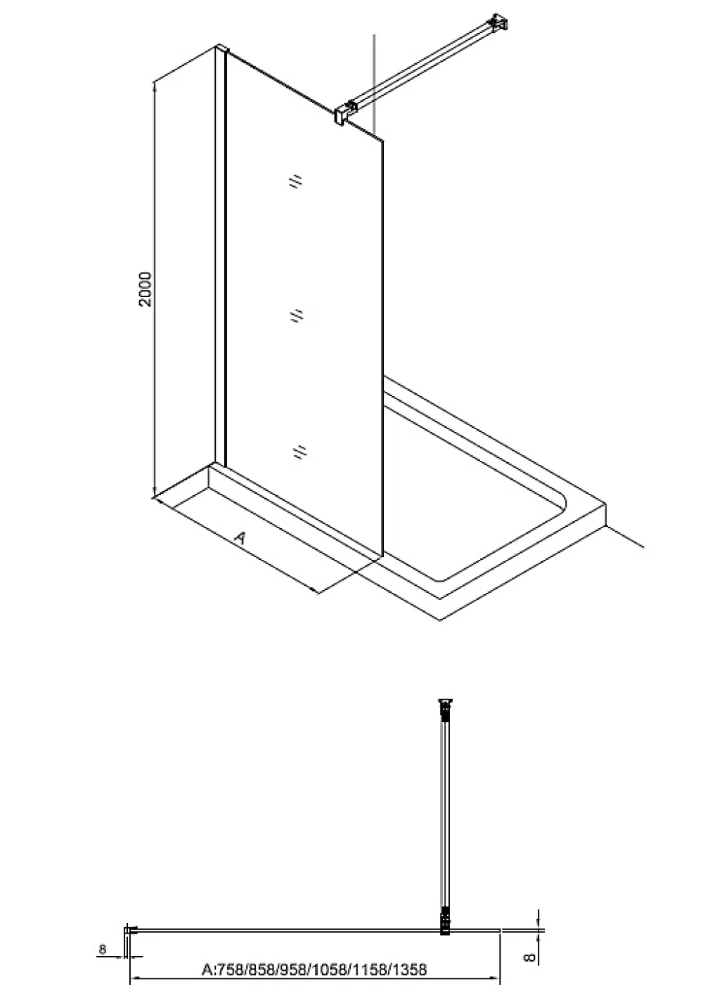 Swiss Aqua Technologies Pack Douche Complet : Paroi Walk-In 120x200 Chrome + Colonne SAT 3 Jets + Receveur Marbre Coulé Blanc 120x80 (SAT120C7PR128W)