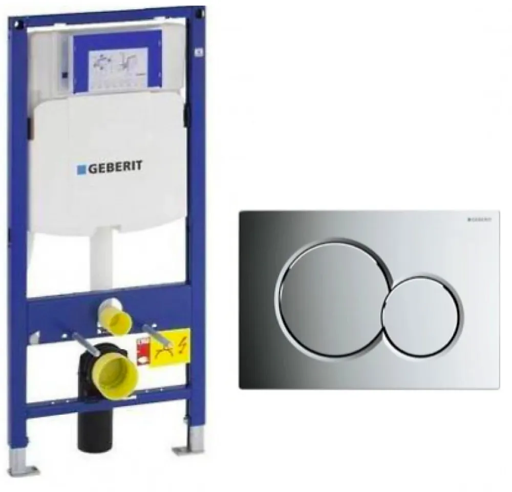 Wc Suspendu|Geberit Pack DuoFix 320 + Plaque de Commande Sigma 01 Chrome (SETUP320-PRO2)