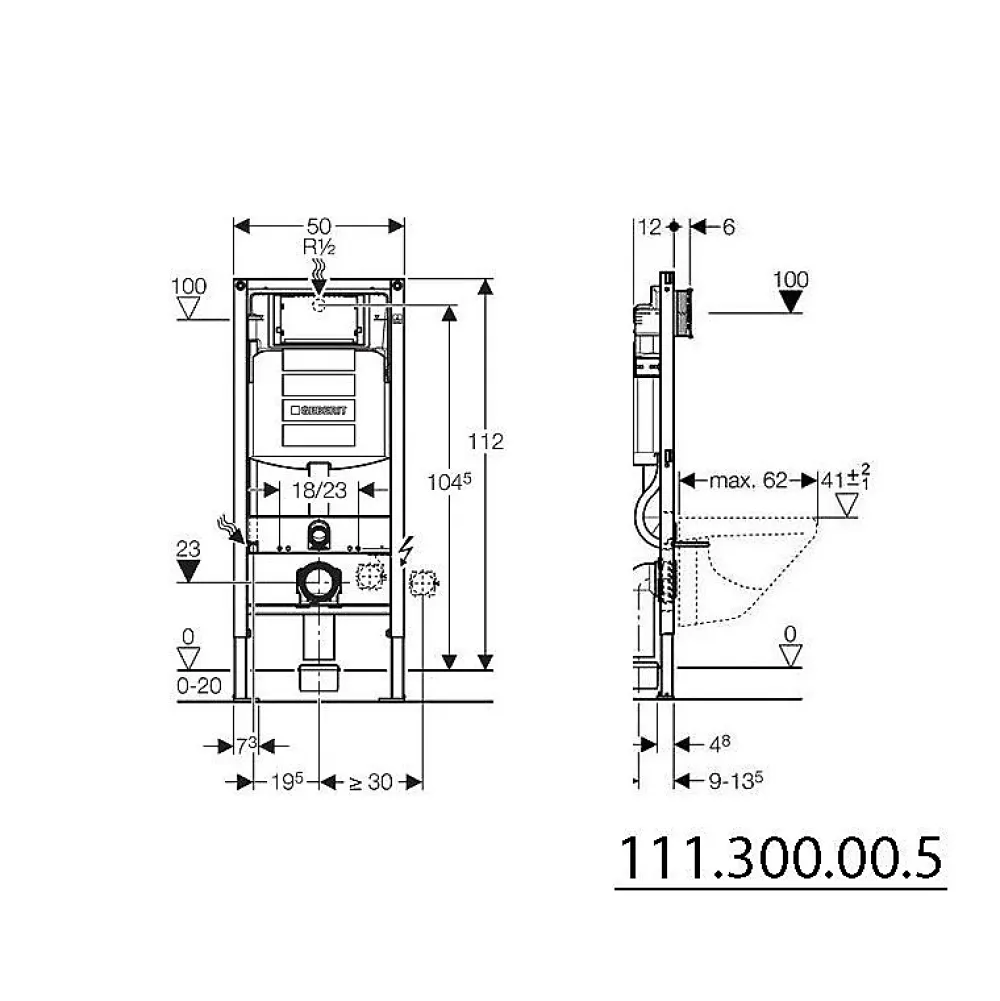 Wc Suspendu|Geberit Pack DuoFix 320 + Plaque de Commande Sigma 01 Chrome (SETUP320-PRO2)