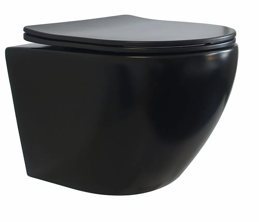 Wc Suspendu|Geberit Pack UP320 + Cuvette sans bride KELOS Noir Flush Mat + Plaque Sigma Noir