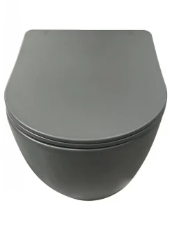 Wc Suspendu|Geberit Pack UP320 + Cuvette sans bride KELOS Flush Gris Foncé + Plaque Sigma Chromé Mat