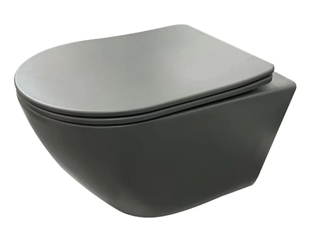 Geberit Pack UP320 + Cuvette sans bride KELOS Flush Gris Foncé + Plaque Sigma Chromé Brillant
