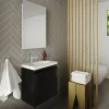 Planète Bain Pack lave mains avec miroir Porto Noir brillant - Marque allibert