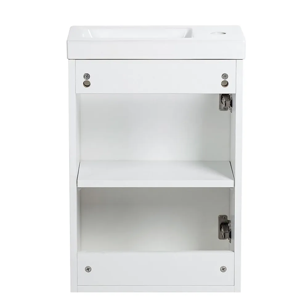 Bain-Bain Pack Meuble Lave-main prémonté blanc-Vasque blanche-Robinet chromé- Crochet chromé -