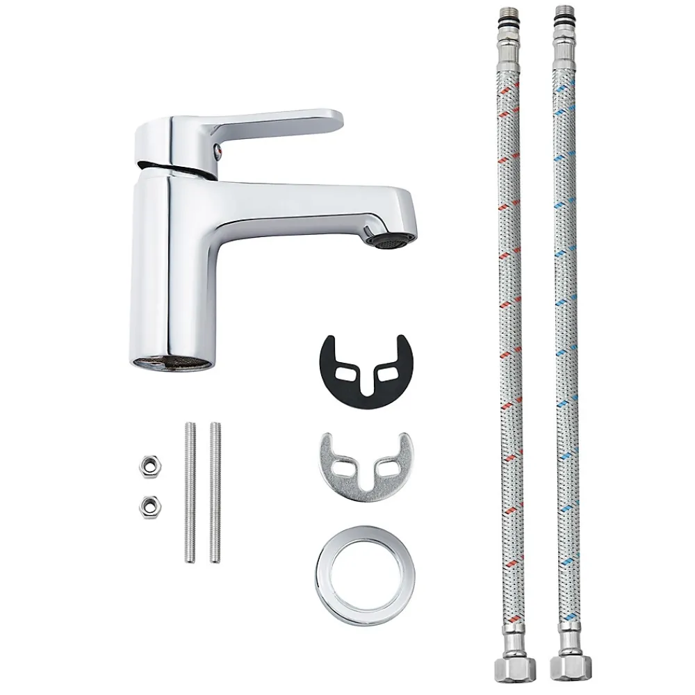Bain-Bain Pack Meuble Lave-main prémonté blanc-Vasque blanche-Robinet chromé- Crochet chromé -