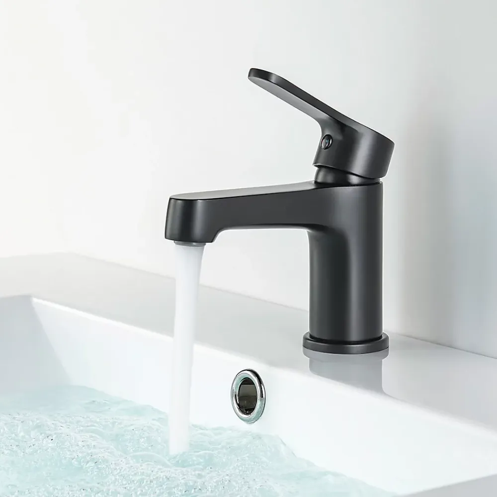 Lave-Mains|Bain-Bain Pack Meuble Lave-main prémonté blanc-Vasque blanche-Robinet noir- Crochet noir -