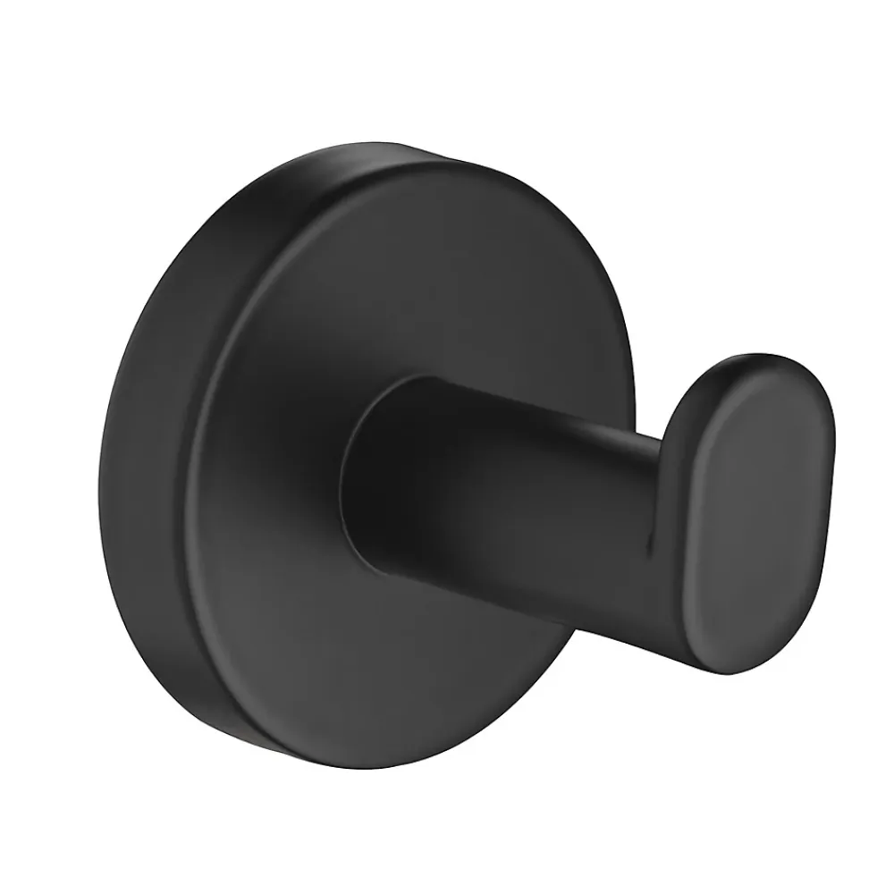 Lave-Mains|Bain-Bain Pack Meuble Lave-main prémonté bois-Vasque blanche-Robinet noir- Crochet noir -