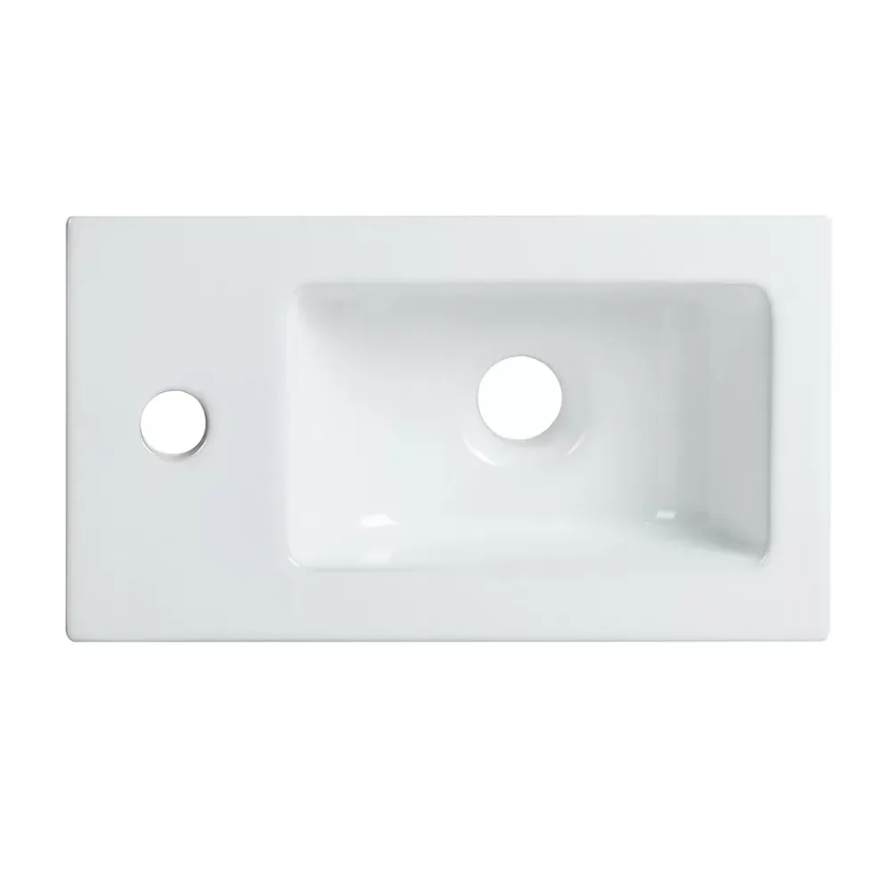 Bain-Bain Pack Meuble Lave-main prémonté bois-Vasque blanche-Robinet noir -