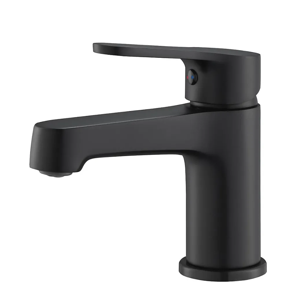 Bain-Bain Pack Meuble Lave-main prémonté bois-Vasque blanche-Robinet noir -