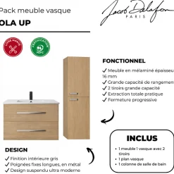 Jacob Delafon Pack meuble vasque 100 cm Ola up chêne + colonne