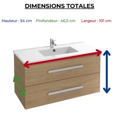 Jacob Delafon Pack meuble vasque 100 cm Ola up chêne + colonne
