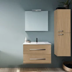 Ensemble Meuble De Salle De Bains|Jacob Delafon Pack meuble vasque 80 cm Ola up chêne + colonne