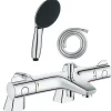 Grohe Pack mitigeur bain douche thermostatique Grohtherm 800 + douchette ronde 2 jets + flexible