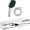 Robinet De Baignoire|Grohe Pack mitigeur bain thermostatique Grohtherm 2000 + Douchette 2 jets Vitalio Comfort 110 + Flexible