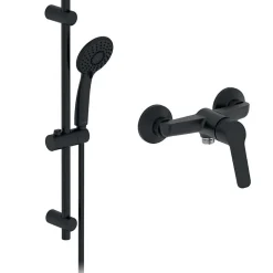 Colonne De Douche Mécanique|Jacob Delafon Pack mitigeur de douche mécanique Aimé noir + barre + pommeau de douche