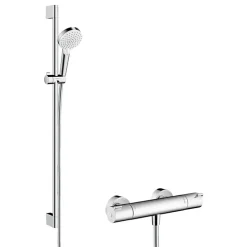 Colonne De Douche Thermostatique|Hansgrohe Pack mitigeur douche thermostatique Ecostat 1001 CL + Barre et pommeau de douche Crometta Vario 2 jets Chromé