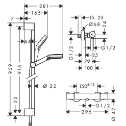 Colonne De Douche Thermostatique|Hansgrohe Pack mitigeur douche thermostatique Ecostat 1001 CL + Barre et pommeau de douche Crometta Vario 2 jets Chromé