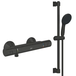 Colonne De Douche Thermostatique|Grohe Pack mitigeur douche thermostatique Precision Start noir mat + ensemble Vitalio Start avec barre