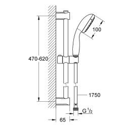 Colonne De Douche Thermostatique|Grohe Pack mitigeur douche thermostatique Precision Start noir mat + ensemble Vitalio Start avec barre
